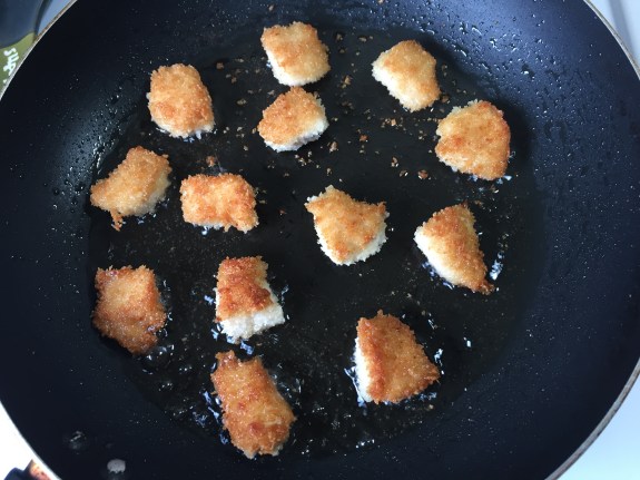 Breaded and fried chicken