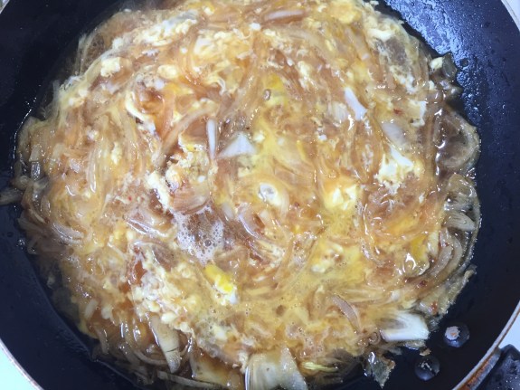 Egg onion and dashi stock