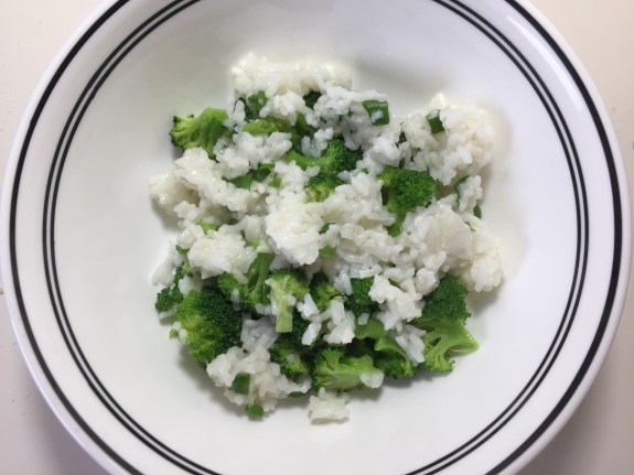 White rice and broccoli