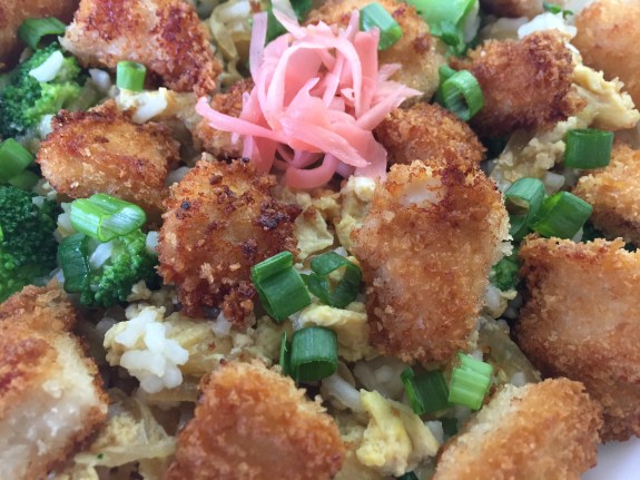Oyakodon bowl close up